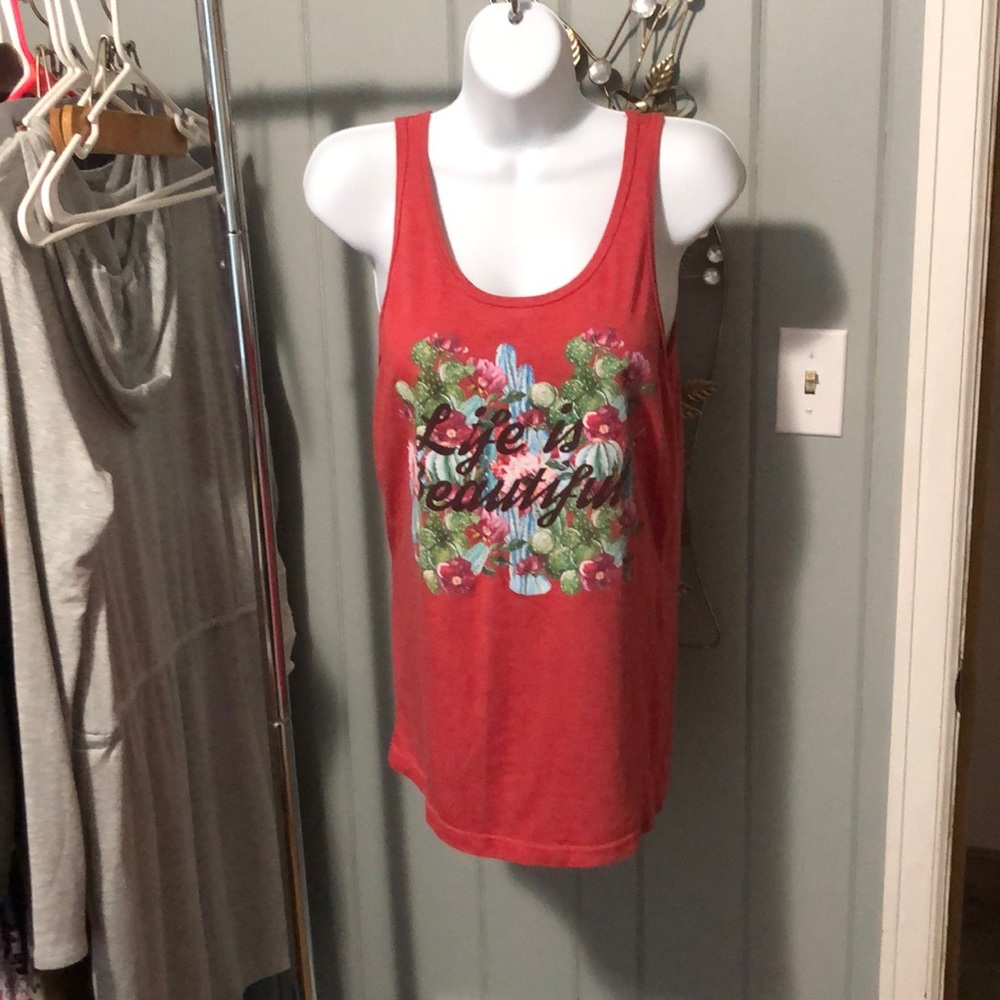Life is Beautiful red cactus tank size small